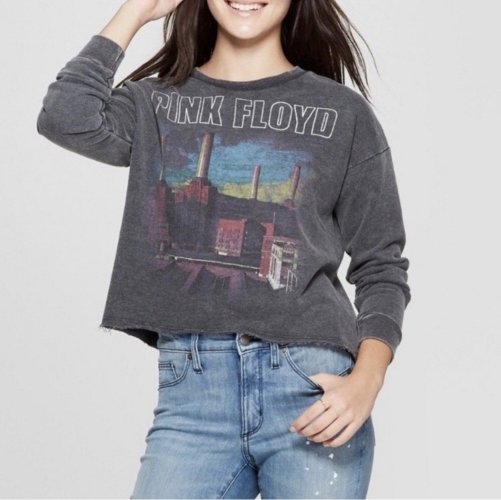 Pink Floyd Women's Graphic Long Sleeve Gray Sweatshirt.
